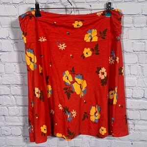 Toad & Co Womens Floral Pull On Mini Skirt Red Size L Organic Casual Outdoor